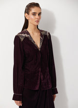Burgandy Velvet Peplum Jacket Paired With Velvet Drape Skirt