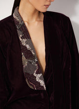 Burgandy Peplum Velvet Jacket Paired With Flared Embroidery Trouser