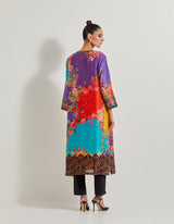 Creeper Chanderi Silk Kurta With Hand Embellished Neck Detail Paired With Stretch Lycra Black Pants