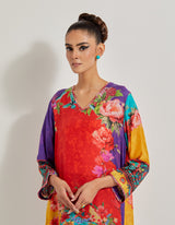 Creeper Modal Silk Kurta With Printed Lycra Pants