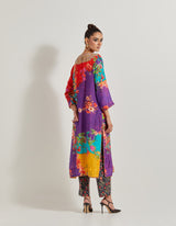 Creeper Modal Silk Hand Embellished Kurta Paired With Printed Lycra Pants