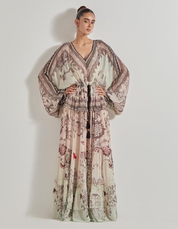 Multicolor Botanical Printed Kaftan