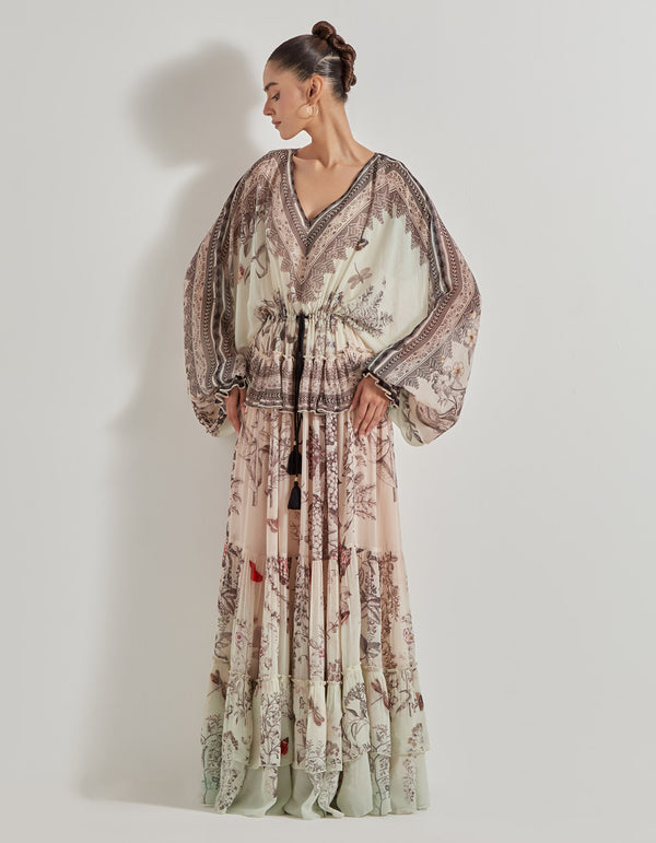 Multicolor Botanical Printed Kaftan