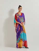 Creeper Georgette Kaftan With Hand Embellished Brooch With Crepe Inner