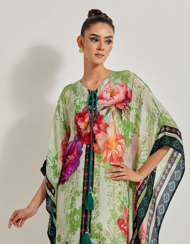 Foresta Eyelet Kaftan With Mirror Work