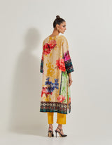 Foresta Kurta With Crochet Neck Line And Stretch Poplin Lycra Pants