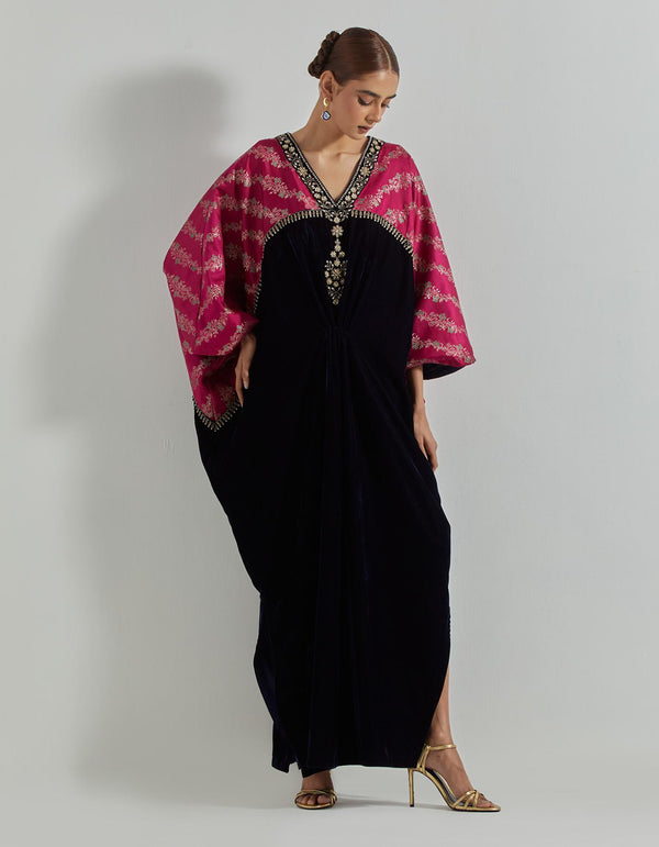 Rangrez Navy Velour Kaftan