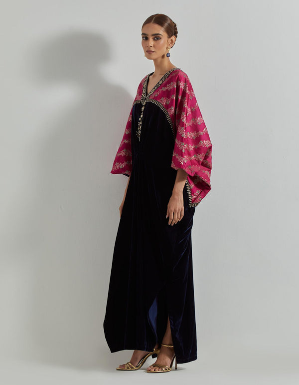 Rangrez Navy Velour Kaftan