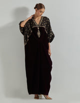 Rangrez Wine Velour Kaftan