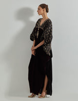 Rangrez Wine Velour Kaftan