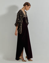 Rangrez Wine Velour Kaftan