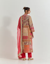 Fuchsia And Red Kurta Set