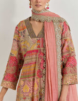 Red And Pink Kurta Set