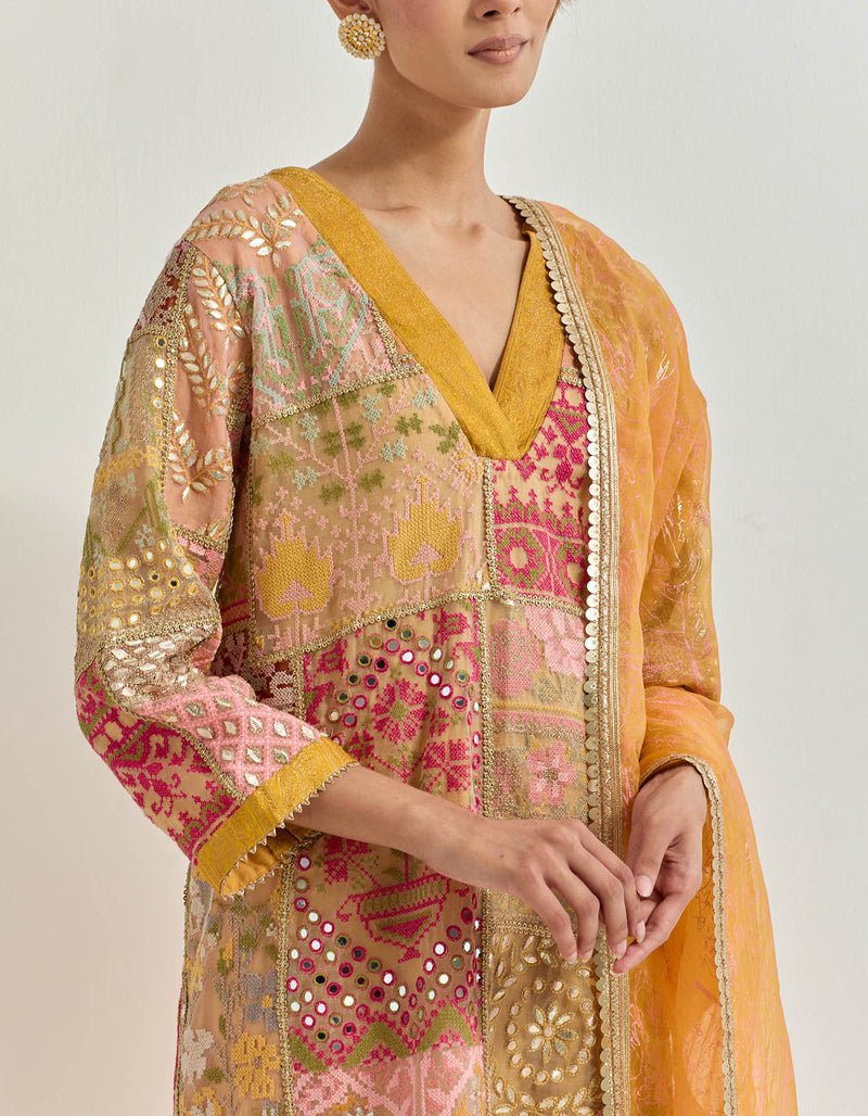 Yellow Kurta Set with Hand Work