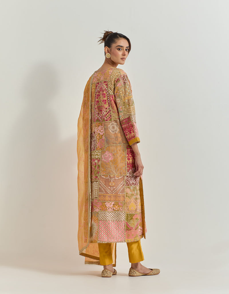 Yellow Kurta Set with Hand Work