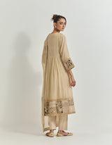 Beige Kurta Set With Gota Patti And Cross Stitch Hand Embroidery