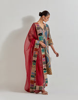 Multicolour Patch Work Embroidered Kurta Set