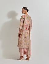 Pink Patch Work Embroidered Kurta Set