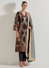 Black Patch Work Kurta Set