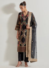 Black Patch Work Kurta Set