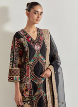 Black Patch Work Kurta Set