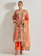 Orange Patch Work Kurta Set