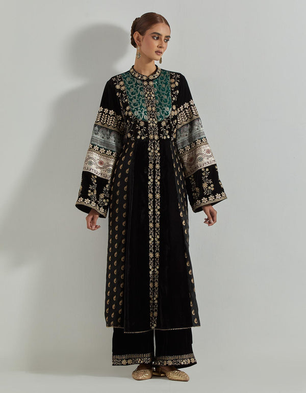 Rangrez Black Anarkali Tunic Paired With Flared Pants
