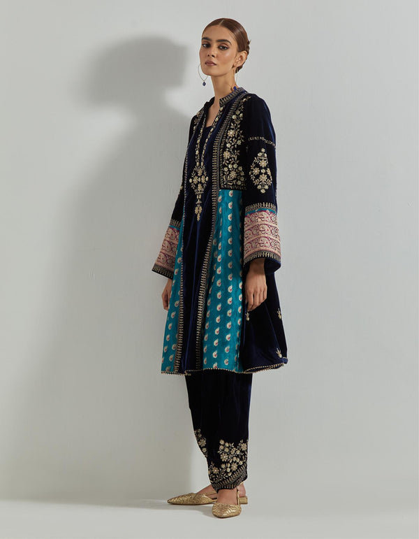 Rangrez Navy Panelled Tunic Set