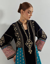 Rangrez Navy Panelled Tunic Set