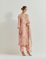 Pink Raeth Kurta Set In Chanderi