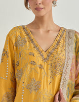 Yellow Raeth Kurta Set In Chanderi