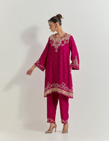 Berry Red Kurta Set with Hand Work