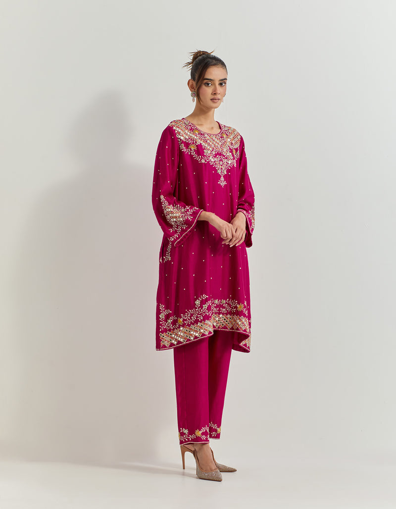 Berry Red Kurta Set with Hand Work