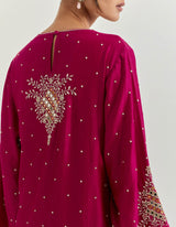 Berry Red Kurta Set with Hand Work