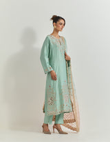 Sage Green Kurta Set With Hand Embroidery