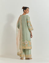 Sage Green Kurta Set With Gota Patti And Cross Stitch Hand Embroidery