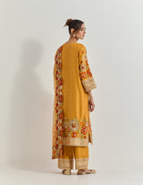 Ochre Kurta Set With Gota Patti And Cross Stitch Embroidery