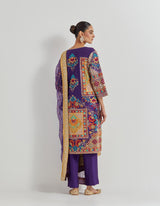 Purple Cross Stitch Gota Patti And Mirror Work Embroidered Kurta Set