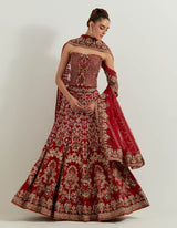 Maroon Dori Corset Lehenga Set