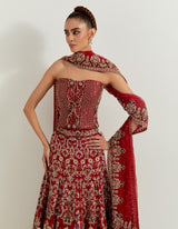 Maroon Dori Corset Lehenga Set