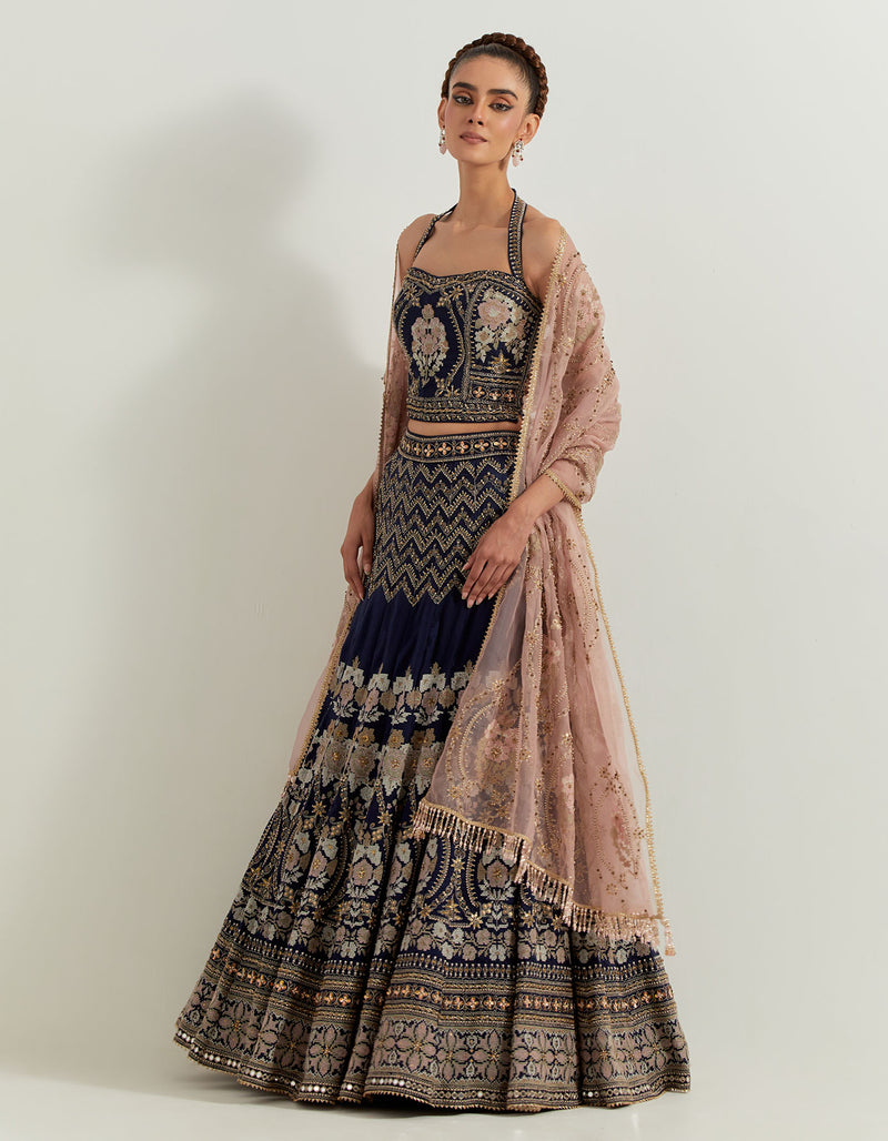 Black Noor Corset Lehenga Set
