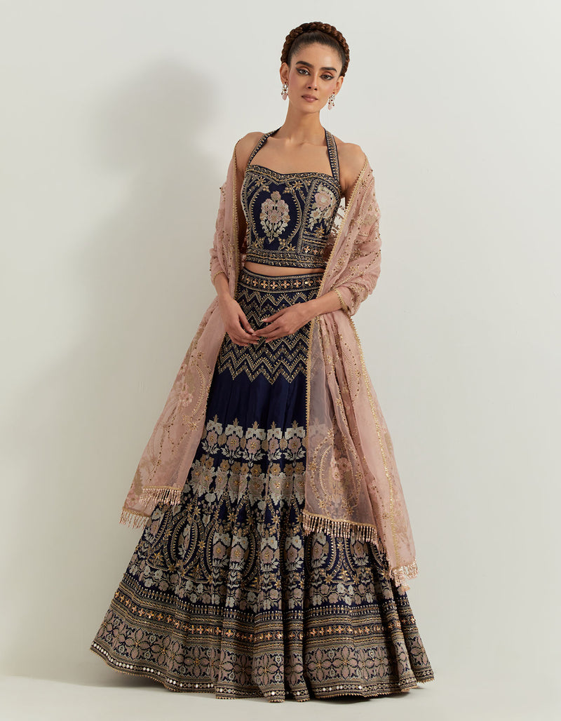 Black Noor Corset Lehenga Set
