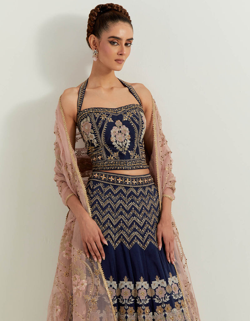 Black Noor Corset Lehenga Set