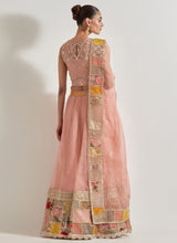 Pink Patch Work Lehnga Set In Organza Silk