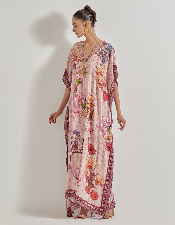 Multicolor Petal Prism Printed Kaftan