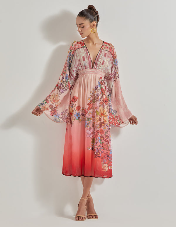Multicolor Petal Prism Printed Dress