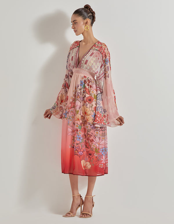 Multicolor Petal Prism Printed Dress