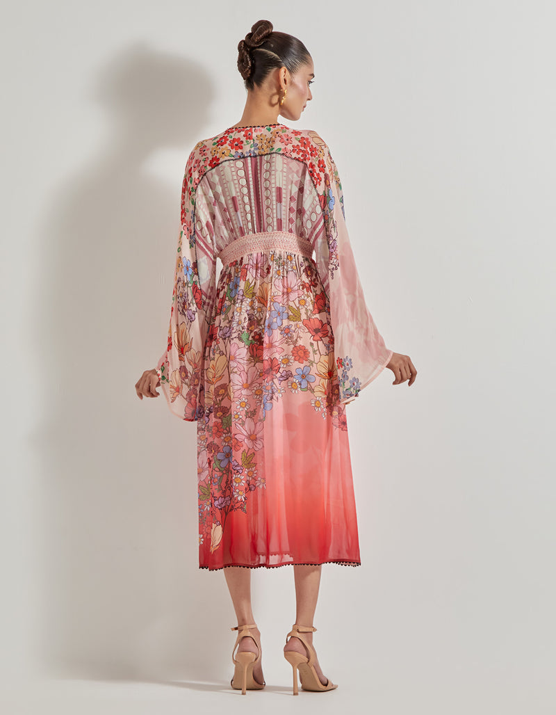 Multicolor Petal Prism Printed Dress
