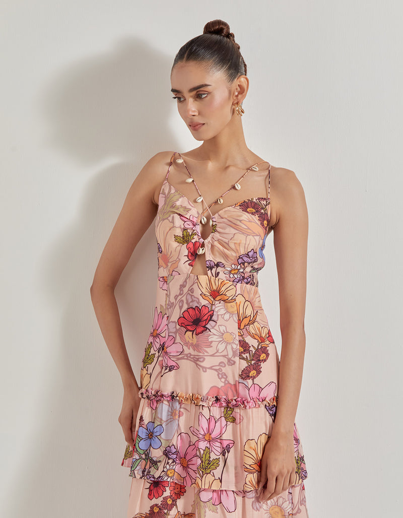 Multicolor Petal Prism Printed Dress