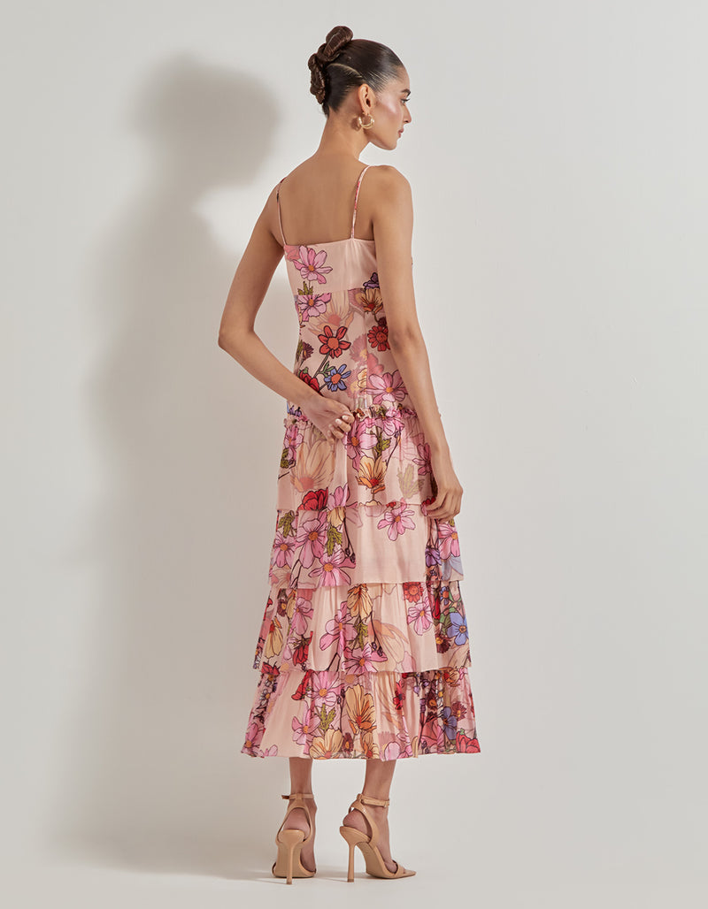 Multicolor Petal Prism Printed Dress